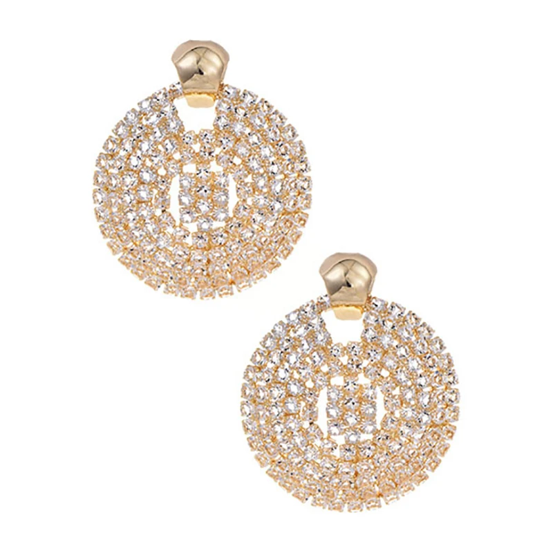 ZHINI 2020 элегантные висячие серьги Стразы для женщин новые очаровательные круглые