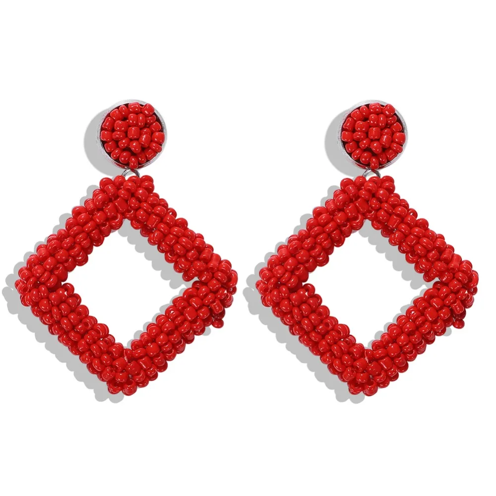 Miwens, новинка, Bauble Bar, синие Квадратные бусины, свисающие, модные женские серьги, кисточка, овальная рафия, массивные серьги-подвески ювелирные изделия