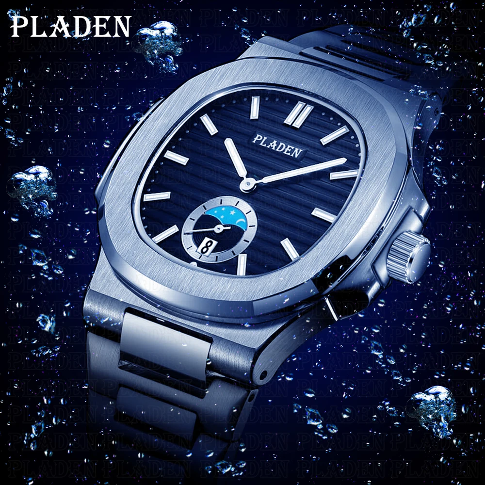 Dropshipping PLADEN Men Watches Fashion Stainless Steel Strap Quatrtz timepiece Luxury Design Dress Business Clock Free Shipping