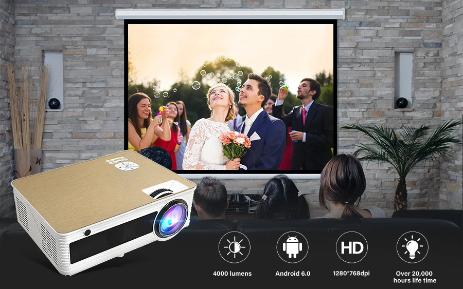 Everycom M5 светодиодный Full HD проектор 4000 люмен поддержка 1080P видео проектор домашний кинотеатр 1280*800 Android Bluetooth 5G WiFi 4K опция