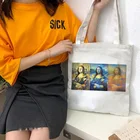 Сумка-кошелек холщовая женская, с забавным принтом Моны Лизы, большая емкость, масляная краска, 2020