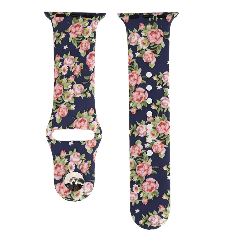 42/44 мм резиновый ремешок для часов с цветочным рисунком Водонепроницаемый