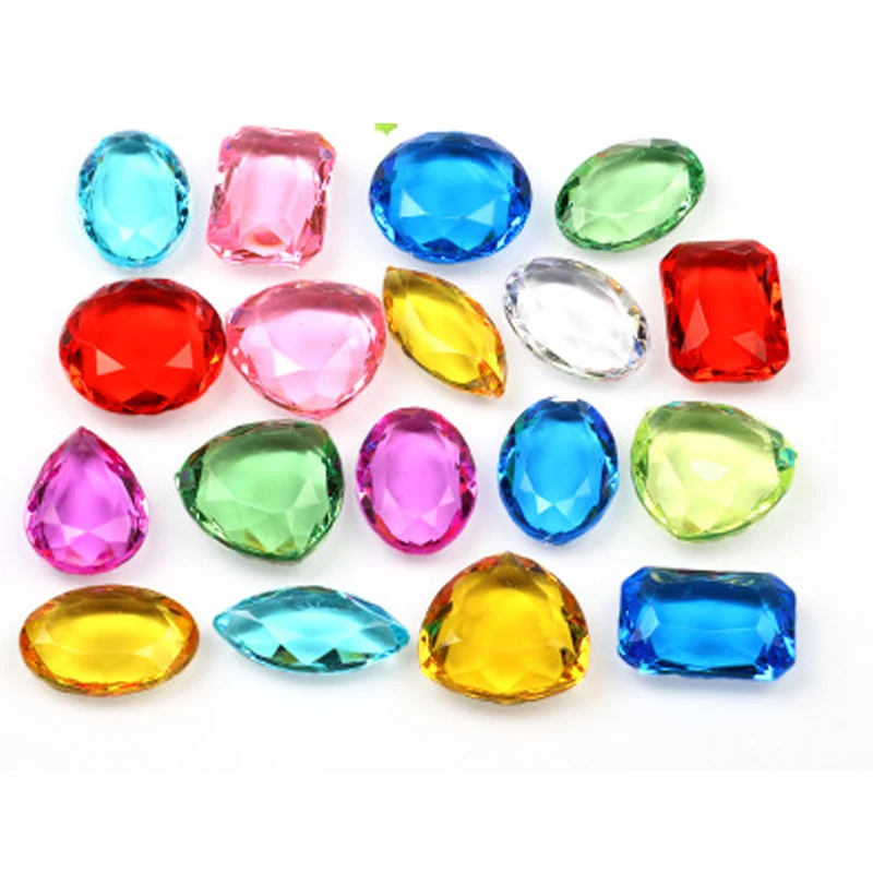 

10pcs/lot 20-25mm Acrylic Crystal Gem Rectangular Oval Diamond Shape Pawn Stones For Girl Birthday Gift Jewelry box Accessories