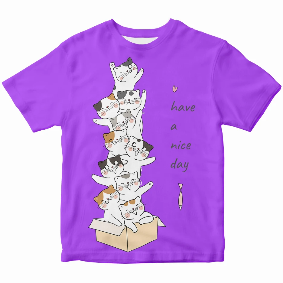 

Latest 3d printed T-shirt cartoon cat summer short-sleeved shirt cool fashion street creative T-shirt