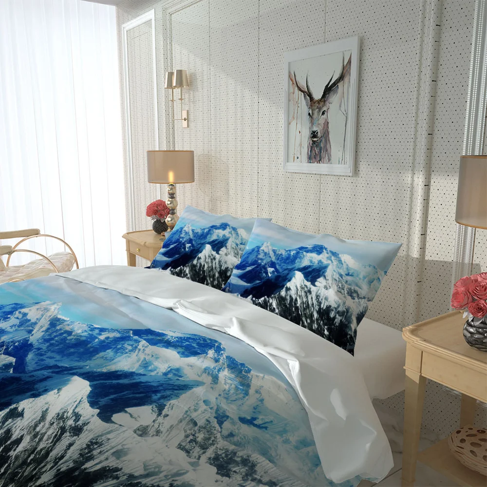 Комплект постельного белья с 3D-принтом Снежная гора | Дом и сад