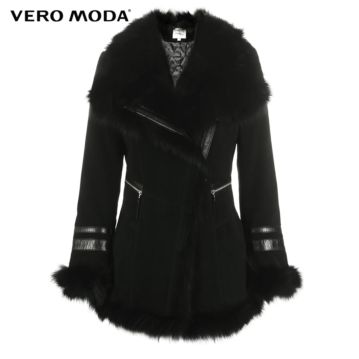 Vero Moda Новая женская кожаная куртка из овчины с воротником из лисьего меха на молнии | 318428525