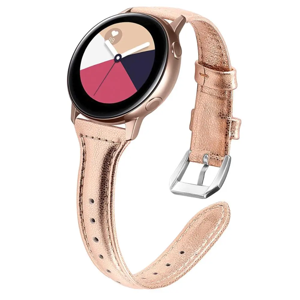 Ремешок кожаный для Samsung Galaxy Watch Active 2 1 Band 20 мм браслет 44 40 42 | Наручные часы