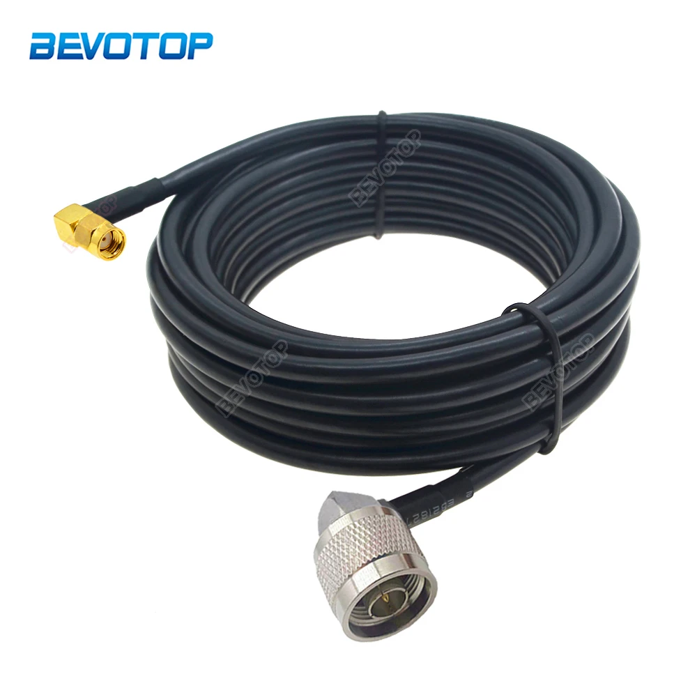 

N Male Right Angle Plug to RP-SMA Male 90 Degree LMR195 50-3 Pigtail RF Coaxial Cablefor 4G LTE Wireless Router Gateway