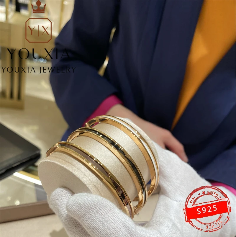 

1:1 925 Sterling Silver Custom B.ZERO1 Series Personalized Fashion Rose Gold Black And White Bracelet