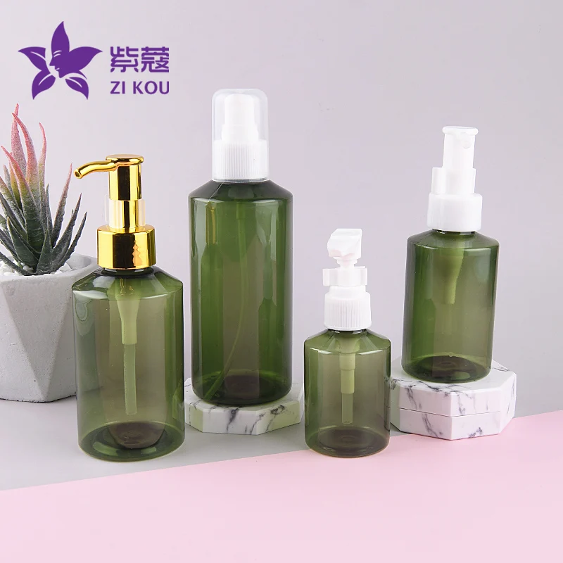 1 шт. 100 мл 150 200 темно-зеленая бутылка на плечо пластиковая алюминиевая насадка для