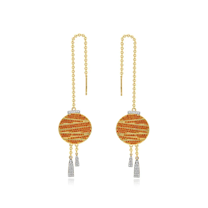 

【MeibaPJ】 Fashion Luxury Brand S925 Sterling Silver Full Diamond Lantern Earrings Micro Cubic Zirconia Stones Fine Jewelry