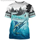 Мужская Уличная Футболка с принтом рыбы, черная Повседневная Эластичная футболка с 3d принтом, для рыбалки, лето 2021