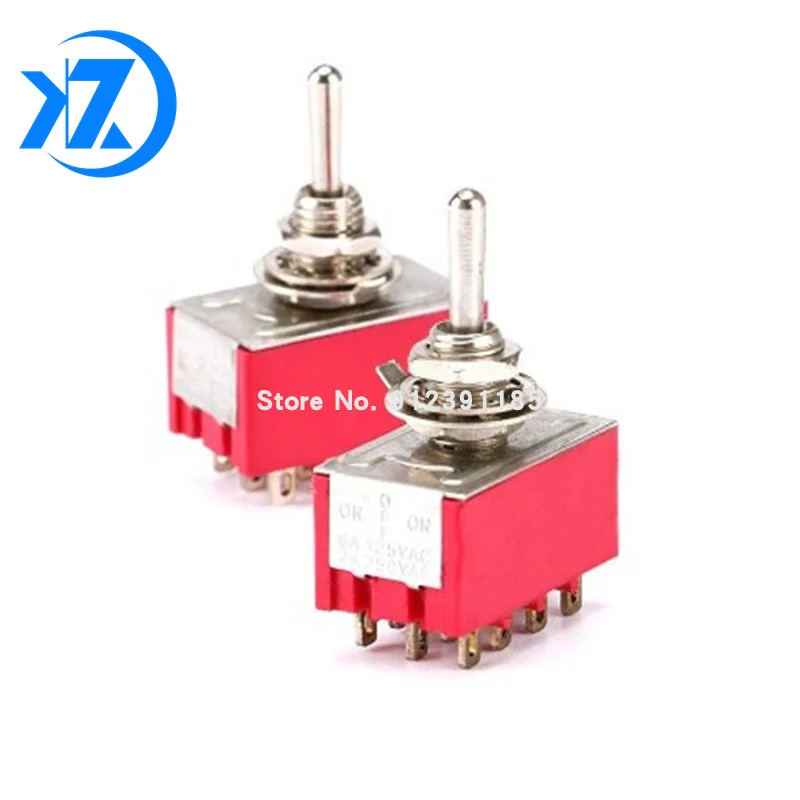 

Регулируемый переключатель, 6 мм, однополюсный, двухполюсный, SPDT ON-ON 120VAC 6A, 1/4 дюйма, крепление 13*22 мм (MTS402), 2 позиции, 12 контактов