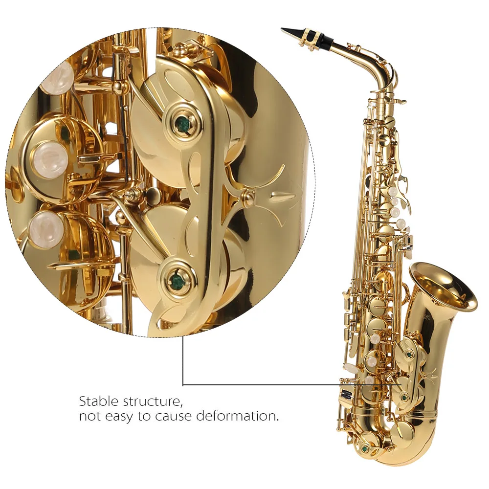 Альт саксофон ammoon bE латунный лакированный Золотой E плоский Sax 802 Тип клавиш