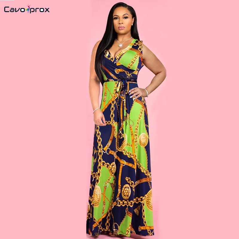 Женское платье без рукавов в стиле ретро с цепочкой и поясом богемное