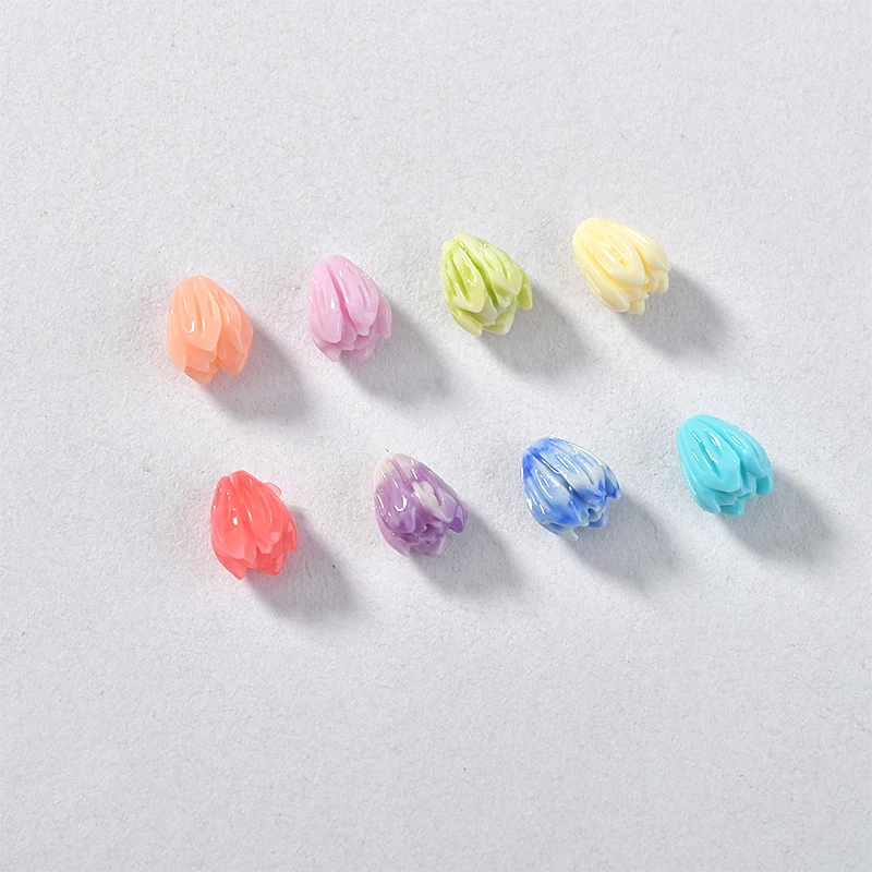 Мини цветок бутон тюльпан прямой отверстие коралловый материал DIY серьги браслет