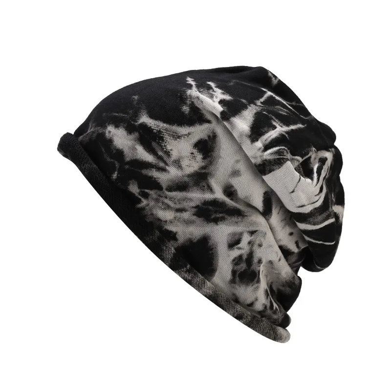 

Tie dyed single layer hat men's and women's spring and summer Korean fashion multifunctional thin sleeve hat knitted pile hat