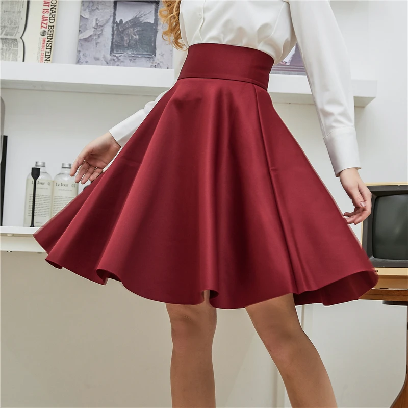 Женская хлопковая юбка с высокой талией винтажная Юбка миди до колена широкой