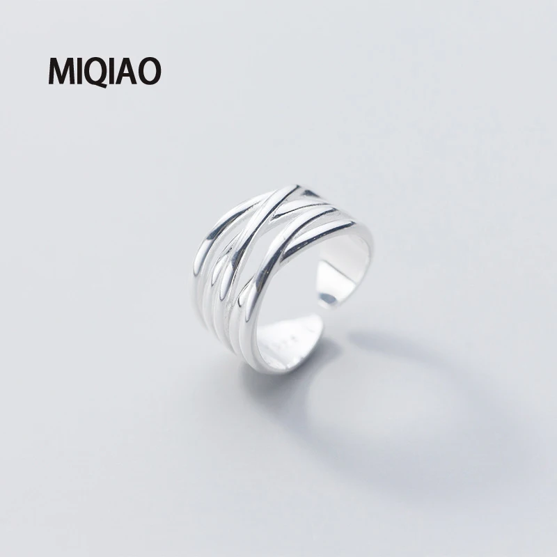 

MIQIAO 925 Sterling Silver Adjustable Cross Ring Female Minimalism Multi-layer Surround Fashion Women 2020 Daily Accessories