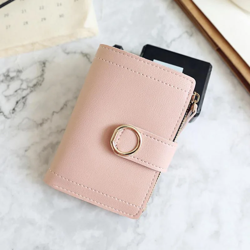 Light Pink Women Wallets Small Fashion Brand Leather Purse Ladies Card Bag For Women Clutch Women Female Purse Money Clip Wallet - Цвет: Light Pink