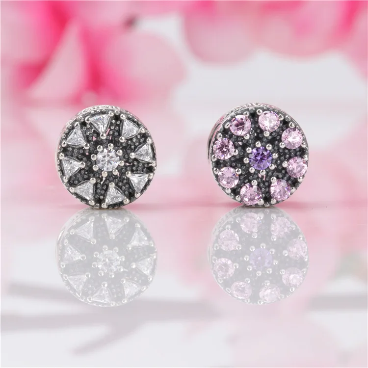 

Authentic 925 Sterling Silver Hollow glittering round badge beads Fit Original Bracelet Pendant DIY Jewelry Charms Gift