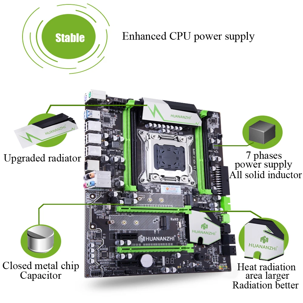 Huananzhi X79 материнская плата LGA2011 ATX USB3.0 SATA3 PCI-E NVME M.2 SSD Поддержка REG ECC памяти и Xeon