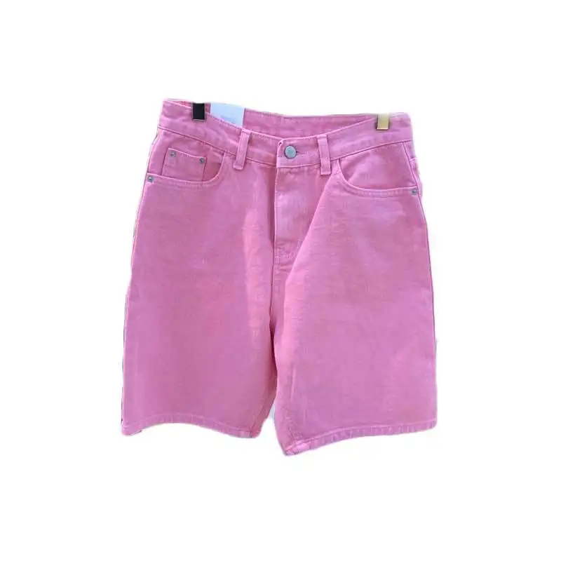 

Unicolor Women Shorts Korean Fashion Zipper Fly Button Wide Leg Bottoms Summer 2021 New Loose Casual Short Pants Femme 80307
