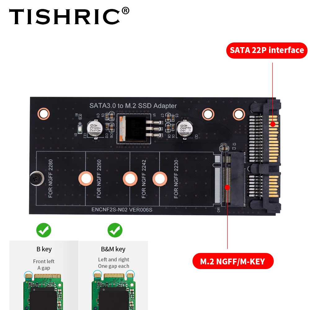 Адаптер TISHRIC M2 NGFF Msata SSD на SATA 3 0 2 5 ”22pin M.2 адаптер конвертер переходная карта для ПК