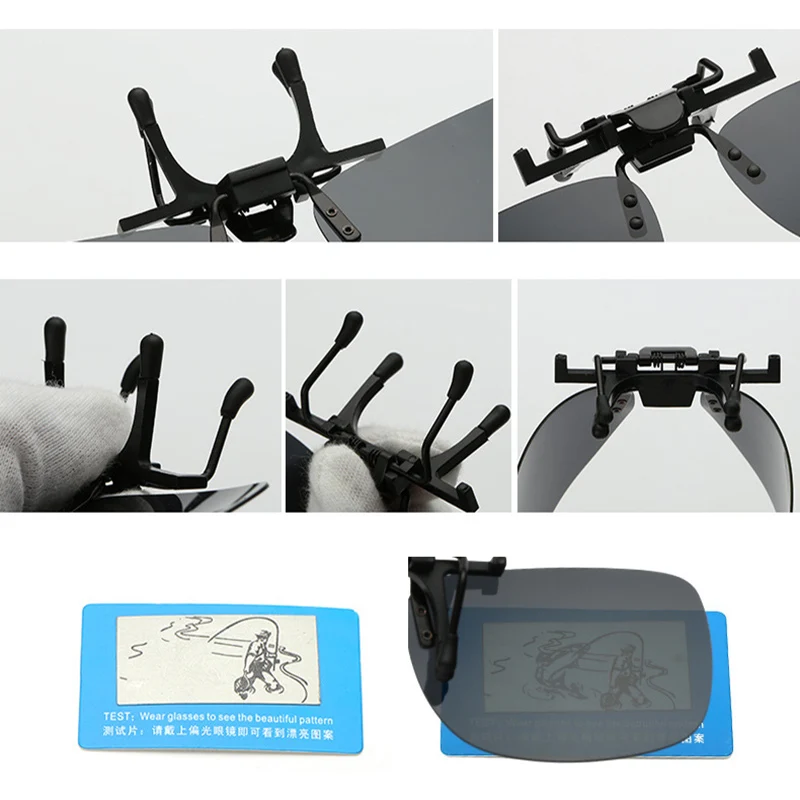 Мужские квадратные поляризационные очки с клипсой для ночного видения|Мужские