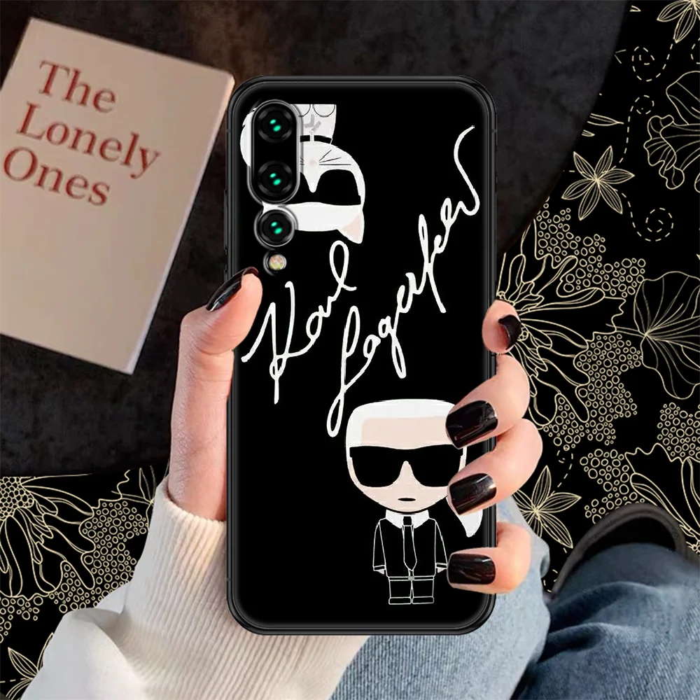 

Fashion Brand designer KARLs Phone case For Huawei Honor 6 7 8 9 10 10i 20 A C X Lite Pro Play black fashion cover soft Etui art