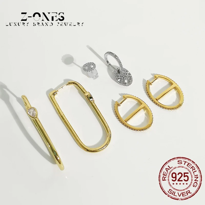 

S925 sterling silver buckle earrings simple high-end personality jewelry Monaco jewelry trend