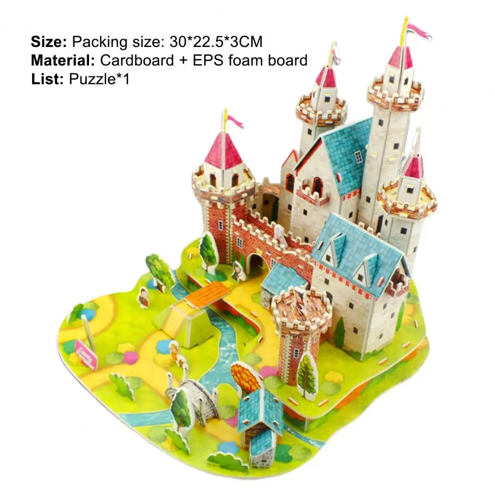 

Castle Jigsaw Creative DIY 3D Paper Educational Building Blocks Jigsaw Children Puzzles Toy