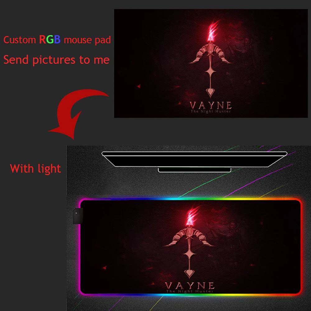 DIY пользовательский светодиодный светильник коврик для мыши RGB чехол клавиатуры
