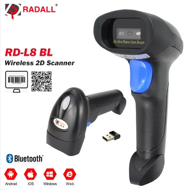 RD-L8 Bluetooth 2D Новое поступление Bluetooth сканер штрих-кода беспроводной 1D/2D проводной Ручной считыватель штрих-кода для инвентаризации POS терминал - Цвет: RD-L8 Bluetooth 2D