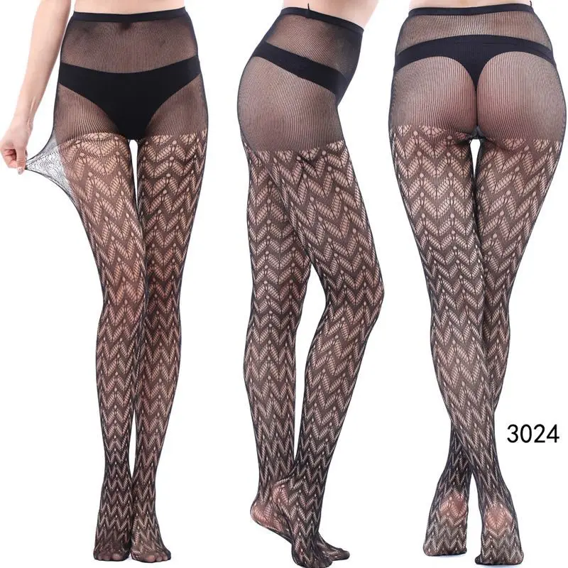 

New Pantyhose Fishing Net Fashion Girl Sexy Pattern Jacquard Lace Hollow Retro Silicone Long Stockings For Women