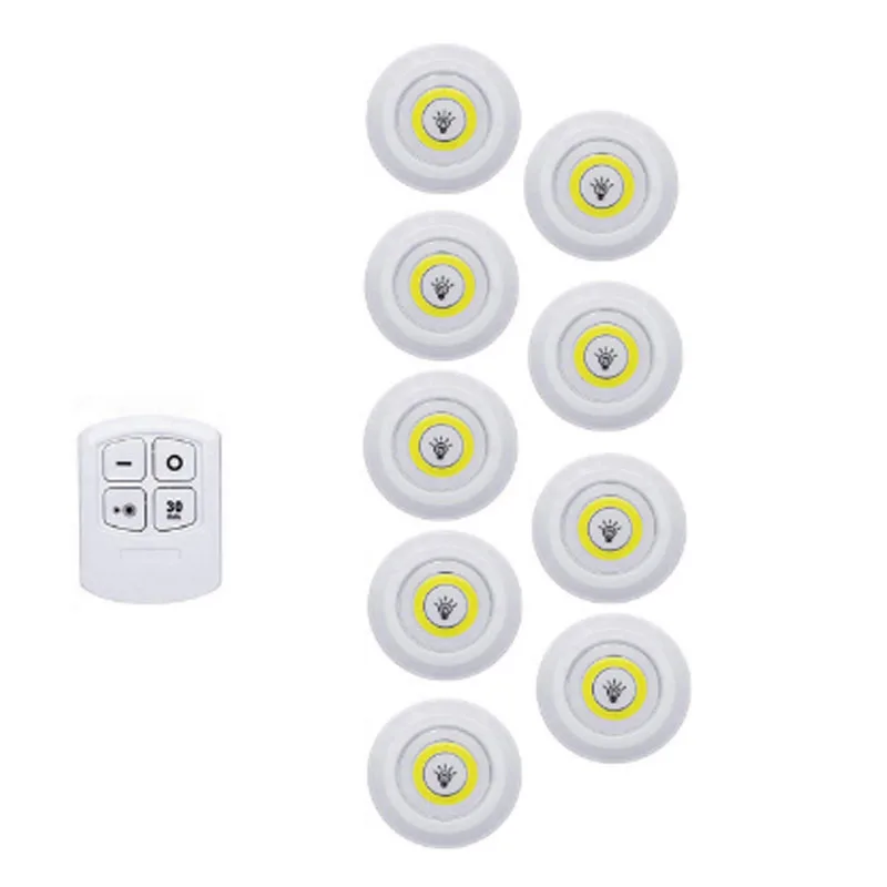 1Remote 9Lamp Затемнения светодиодный свет под кабинет с пультом дистанционного управления Управление Батарея батарейках светодиодный шкафы светильники для гардероб, спальня Ванная комната освещение - Цвет: 1Remote 9Lamp
