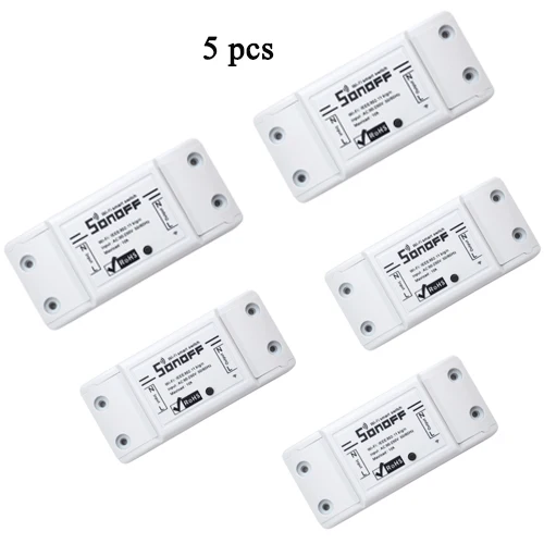 Sonoff Basic 5PCS 2/3/5/6/8/10 шт. Sonoff Basic умный дом переключатель Wi-Fi Беспроводной дистанционного Управление светильник таймер DIY модули 10A/2200W через Ewelink - Цвет: Sonoff Basic 5PCS