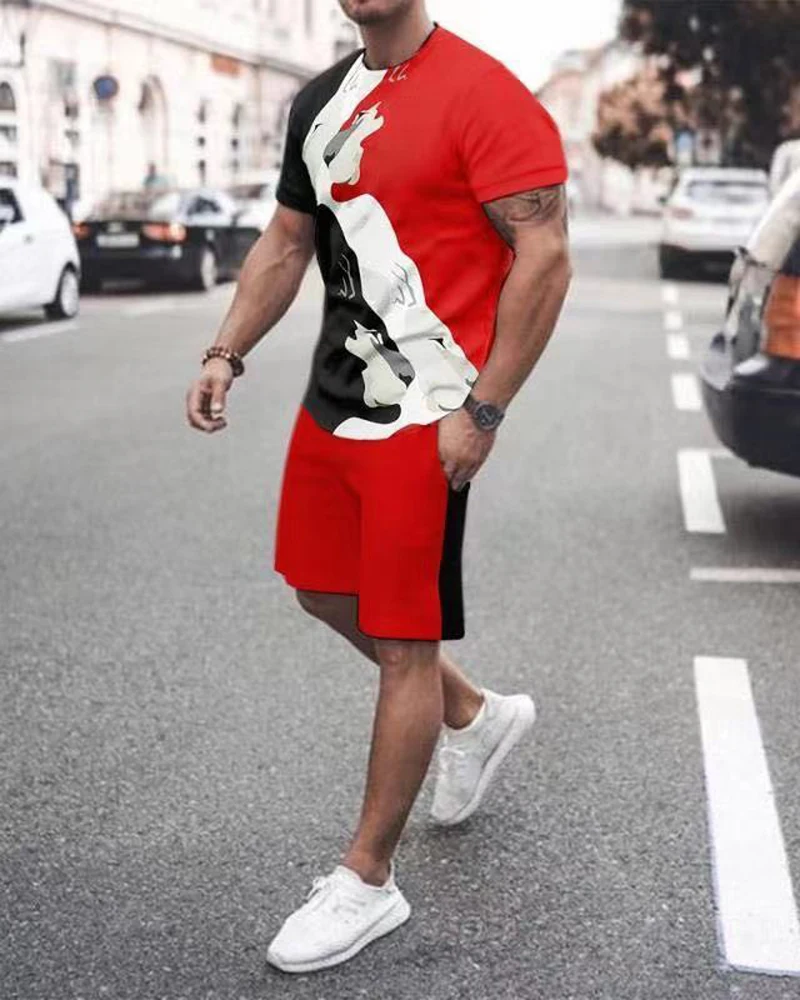 Модные Повседневные спортивные шорты комплект из двух предметов большая Мужская