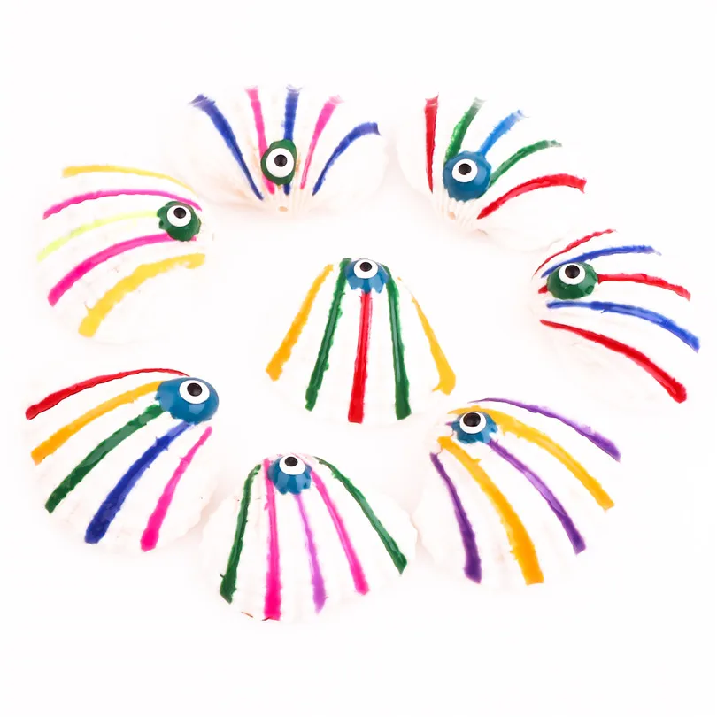 

10PCS Natural Spiral Shell Demon Eye Color Stripes Shell Charms for DIY Handmade Pendant Earrings Sea Shell Home Ornaments Decor