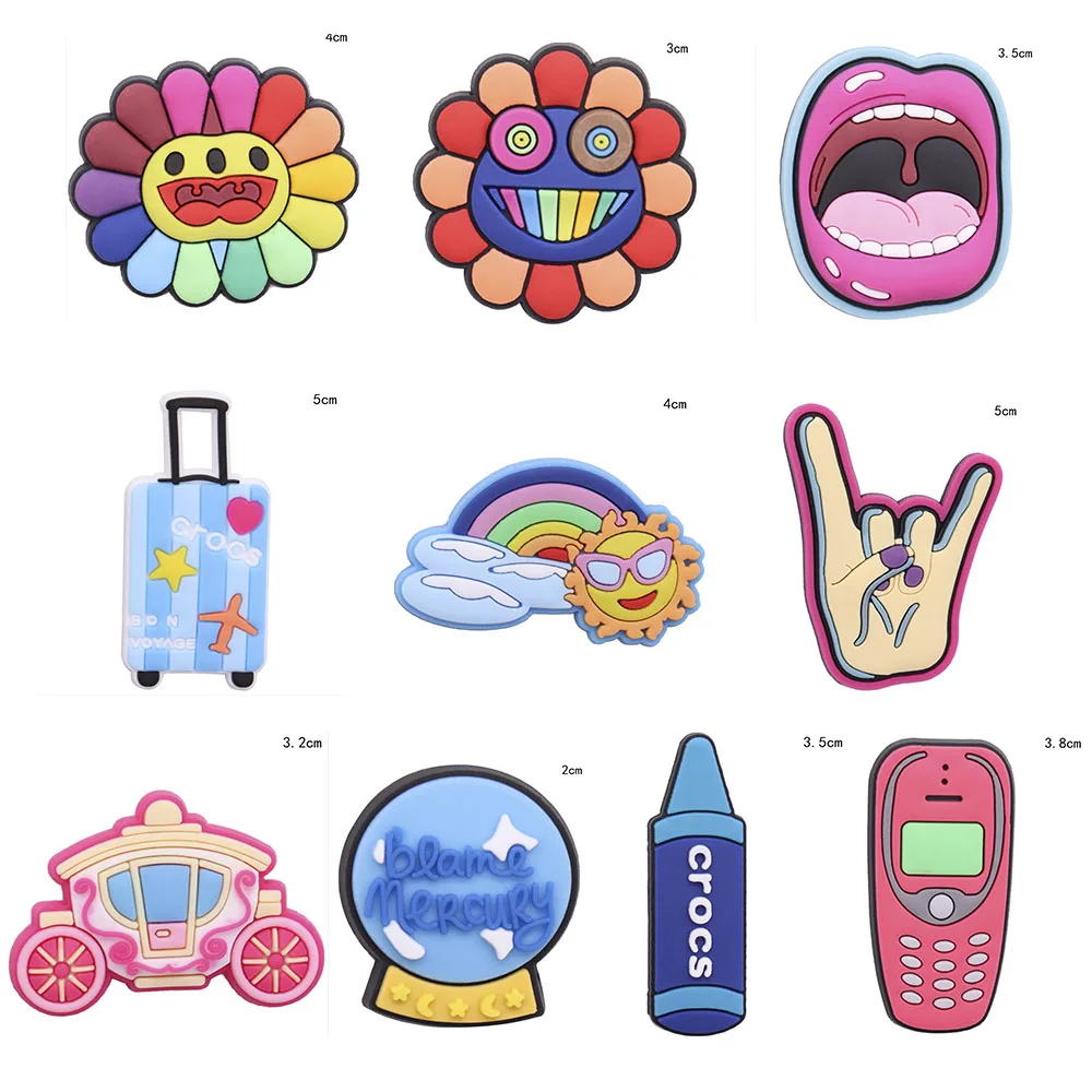 

10PCS PVC Cartoon Fridge Magnets Flower lips Suitcase Rainbow Sun Hand Carriage Refrigerator Magnetic Sticker Stationery Toy