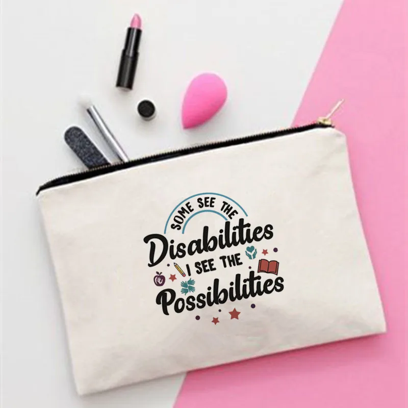 

Женская сумка для макияжа с принтом «See -инвалидов», Модный женский органайзер для косметики, сумка для путешествий, красочная сумка для хра...