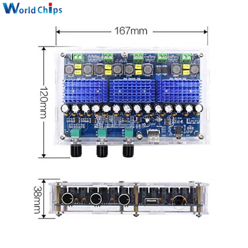 XH A310 TPA3116D2 Bluetooth 5 0 Плата усилителя 4 CH 50Wx2 + 100Wx2 аудио цифровой AMP 3 мм AUX USB вход