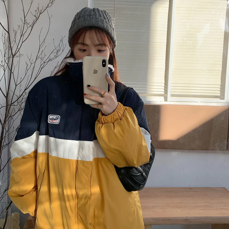 

2021 Autumn Korean Style Female Coat Winter Clothes Thick Cotton Loose Oversize Overcoat Parkas Puffer Jacket Zipper Outerwear