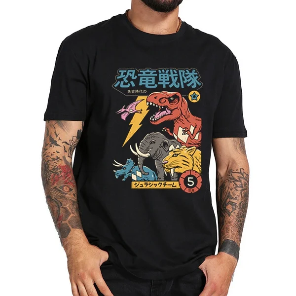 

dino sentai Men's T-Shirts Summer Short Sleeve Cartoon Printed T Shirt Men Tee Shirts Casual Cotton T Shirt