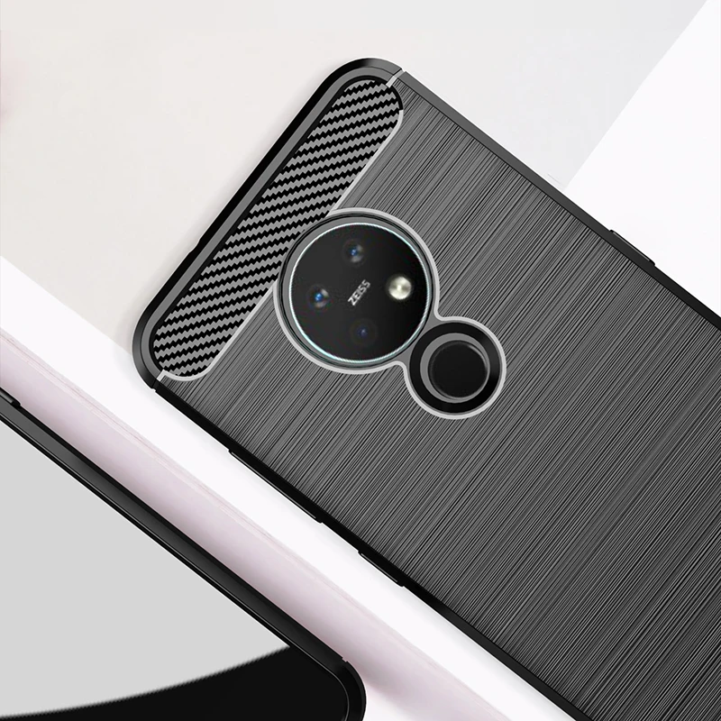 Силиконовый мягкий ТПУ чехол для Nokia 7 2 текстурированный матовый из углеродного