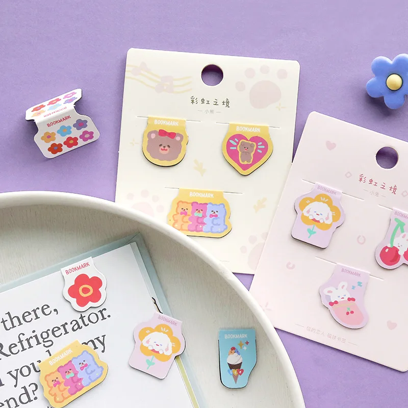 3 шт./партия Закладка для книги Магнитная и милые носки с рисунками зверей из