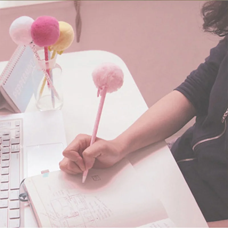 3 шт./лот новый стиль бант плюшевая шариковая ручка канцелярские принадлежности