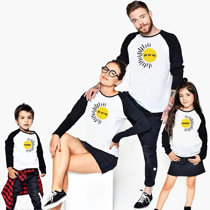 

Одежда для мамы и меня, футболка с длинным рукавом с надписью «You Are My Sunshine»