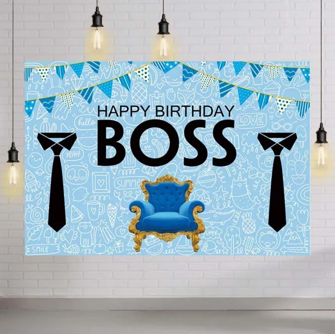 

Little Men Boss Theme Party Backgrounds Blue Boys Birthday Event Backdrops Baby Shower Vinyl Custom Photozone Banners