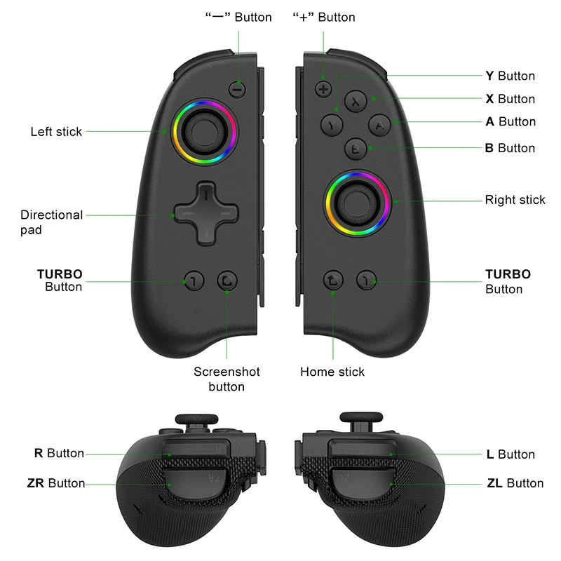 Джойстик Switch Joy-Con беспроводной геймпад с пробуждением и Цветной подсветкой
